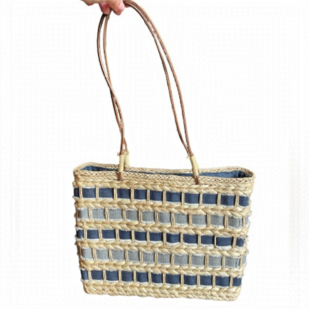 Vintage Aldo Corn Husk and Denim Purse